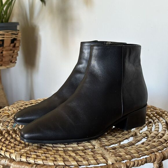 Aquatalia Fuoco Leather Stacked Heel Bootie Black Size 8 MSRP $395 Italy - Picture 3 of 8